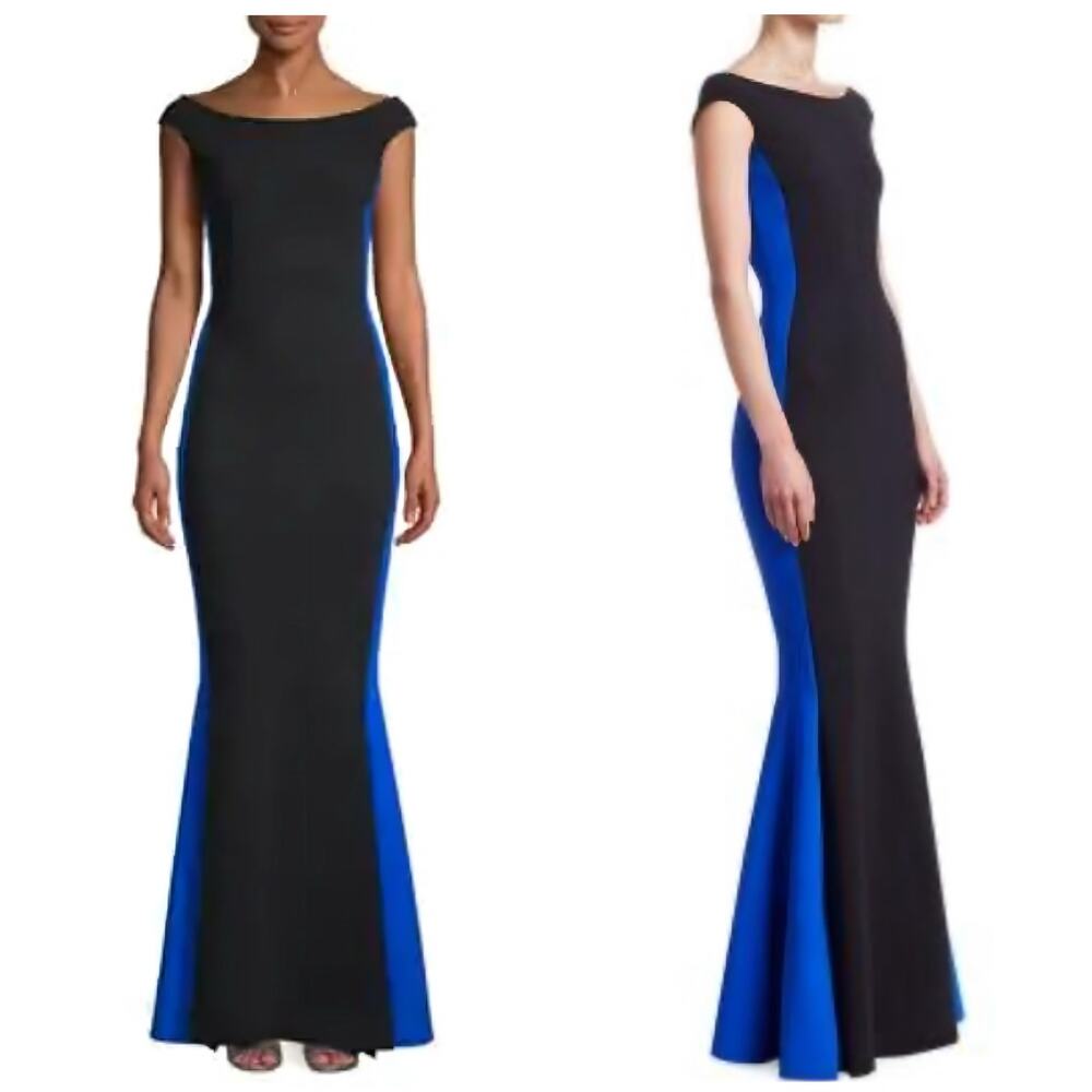Chiara Boni La Petite Robe Black Blue Sleeveless Mermaid Gown Size US 10 / Large